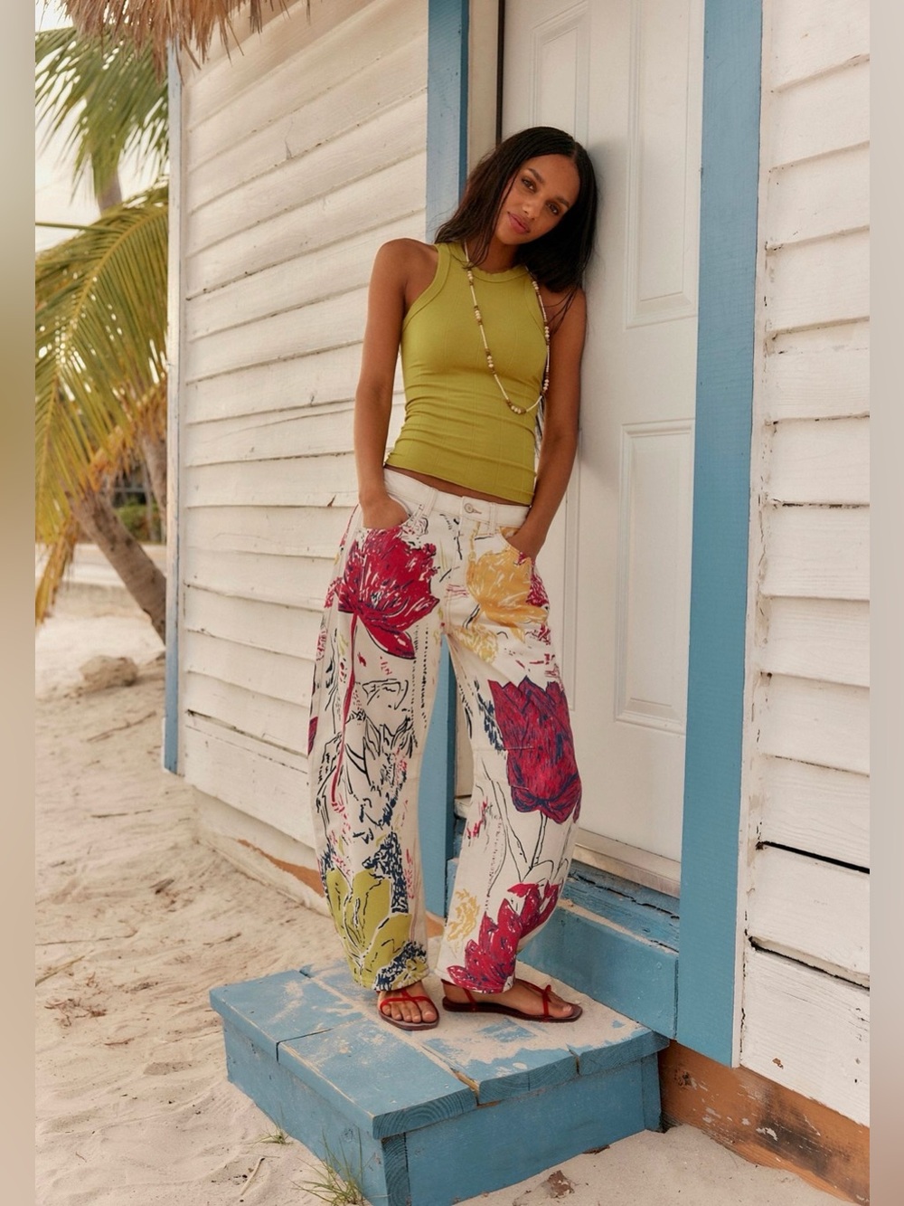 We The Free Good Luck Printed Barrel Jeans~ Tulips 🌷 - Picture 5 of 6